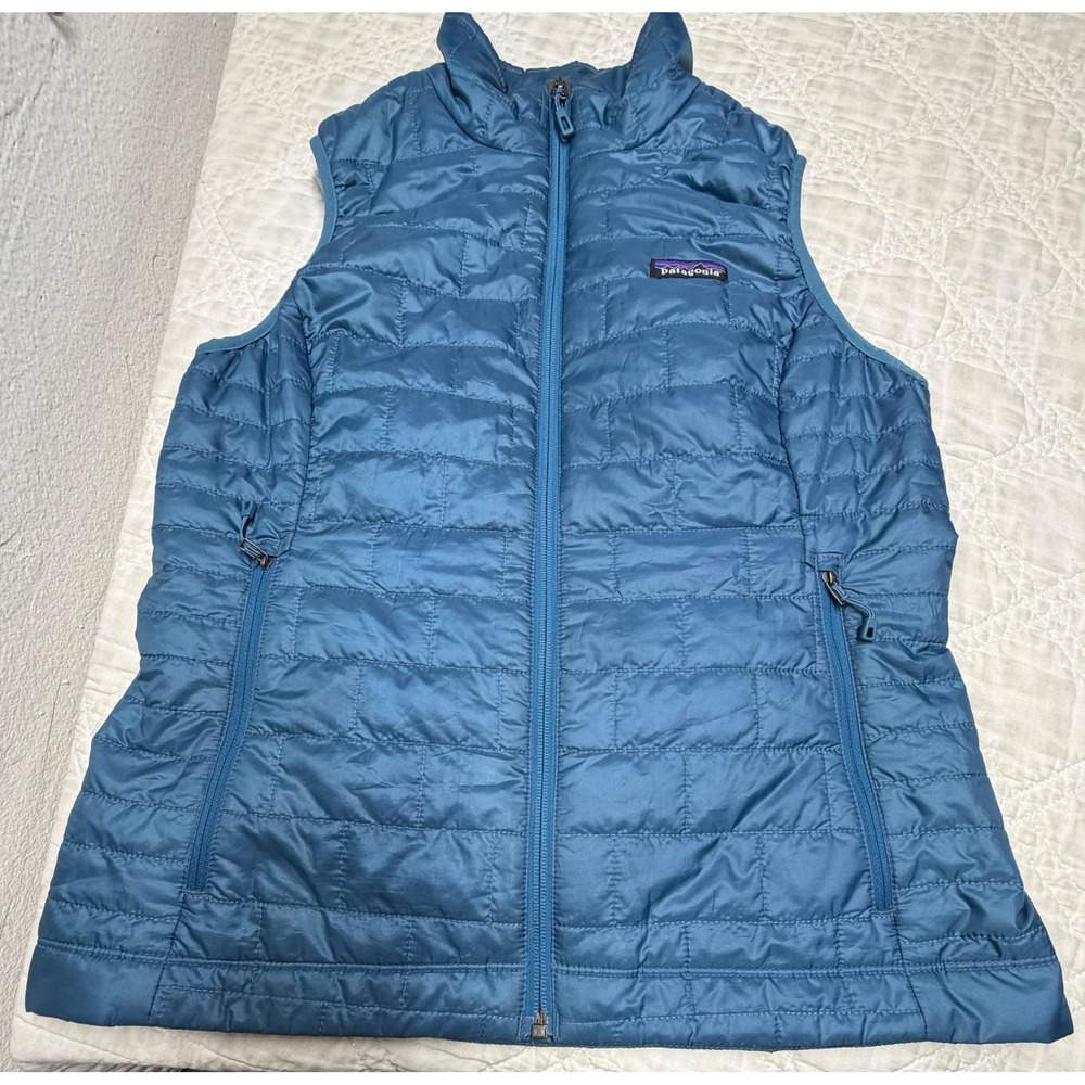 Patagonia Nano Puff Vest Women Medium Blue Quilted Insulated Full Zip